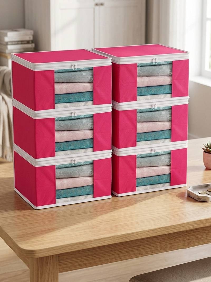 Clothes storage lehenga, suit, dress saree blouse cover garments bag wardrobe organiser pouches pink