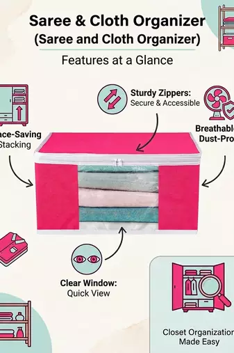 Clothes storage lehenga, suit, dress saree blouse cover garments bag wardrobe organiser pouches pink