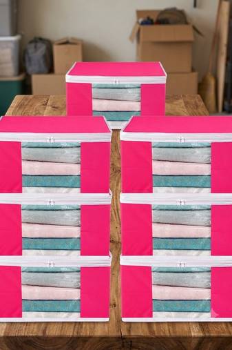 Clothes storage lehenga, suit, dress saree blouse cover garments bag wardrobe organiser pouches pink