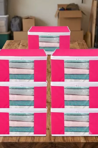 Clothes storage lehenga, suit, dress saree blouse cover garments bag wardrobe organiser pouches pink