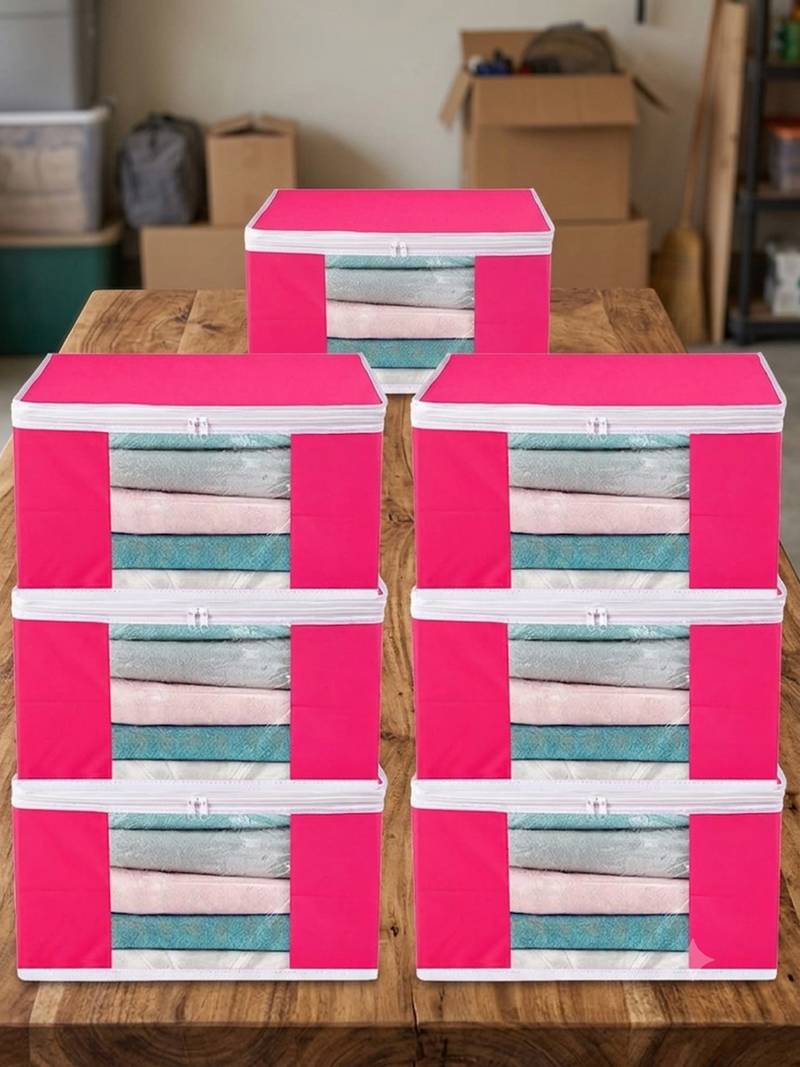 Clothes storage lehenga, suit, dress saree blouse cover garments bag wardrobe organiser pouches pink