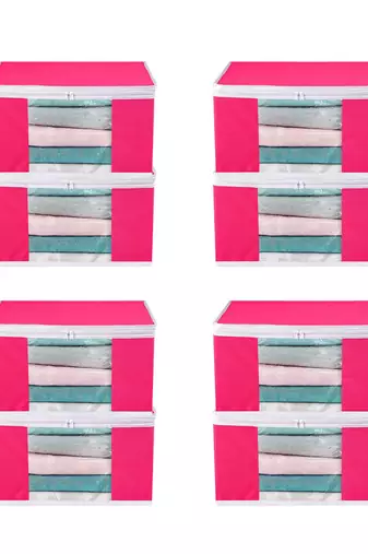 Clothes storage lehenga, suit, dress saree blouse cover garments bag wardrobe organiser pouches pink