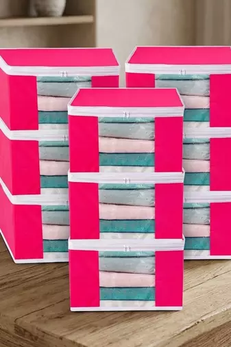 Clothes storage lehenga, suit, dress saree blouse cover garments bag wardrobe organiser pouches pink