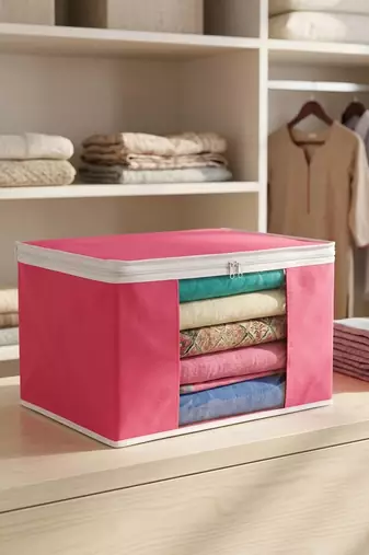 Clothes storage lehenga, suit, dress saree blouse cover garments bag wardrobe organiser pouches pink