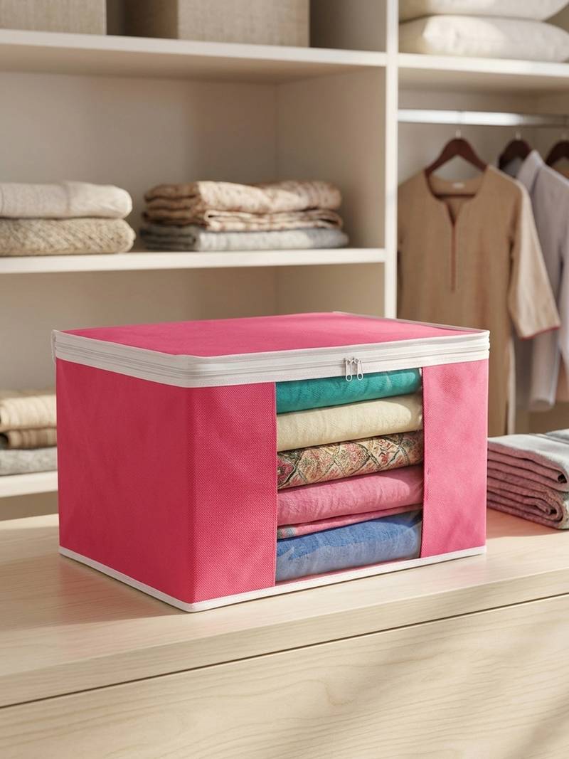 Clothes storage lehenga, suit, dress saree blouse cover garments bag wardrobe organiser pouches pink