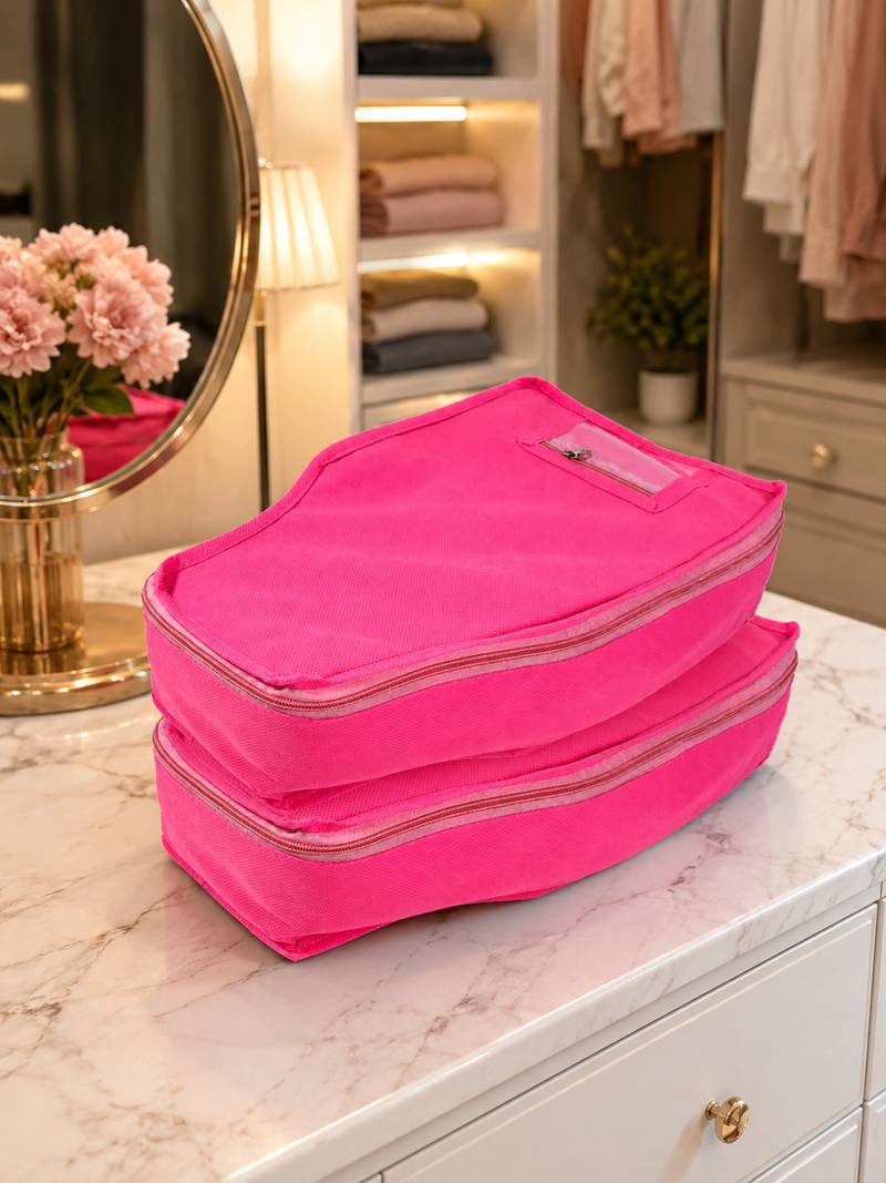 clothes storage lehenga, suit, dress saree blouse cover garments bag wardrobe organiser pouches pink