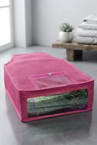 clothes storage lehenga, suit, dress saree blouse cover garments bag wardrobe organiser pouches pink