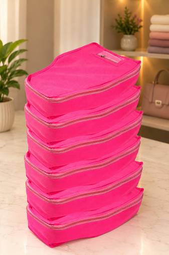 clothes storage lehenga, suit, dress saree blouse cover garments bag wardrobe organiser pouches pink