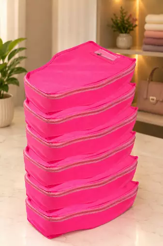clothes storage lehenga, suit, dress saree blouse cover garments bag wardrobe organiser pouches pink