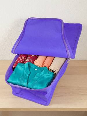 clothes storage lehenga, suit, dress saree blouse cover garments bag wardrobe organiser pouches blue 4