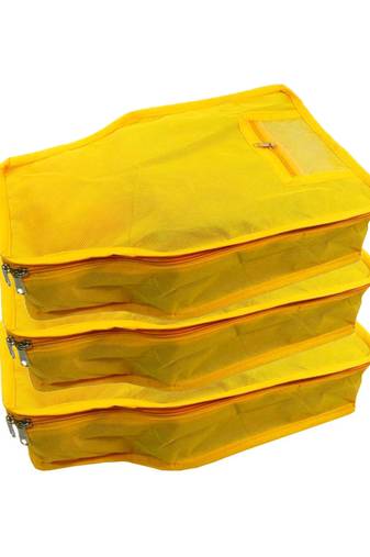 clothes storage lehenga, suit, dress saree blouse cover garments bag wardrobe organiser pouches yellow