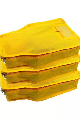 clothes storage lehenga, suit, dress saree blouse cover garments bag wardrobe organiser pouches yellow