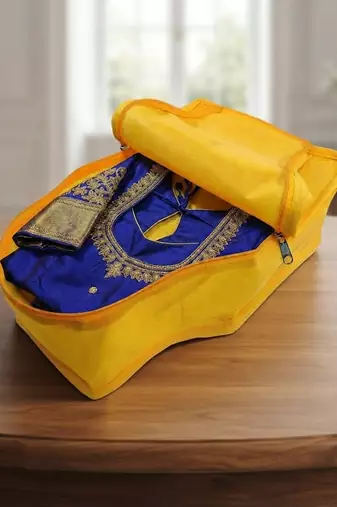 clothes storage lehenga, suit, dress saree blouse cover garments bag wardrobe organiser pouches yellow