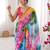 Stunning multicolor georgette shibori printed saree with foil mirror work border