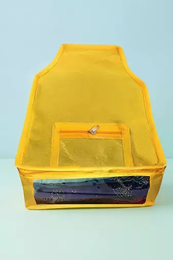 clothes storage lehenga, suit, dress saree blouse cover garments bag wardrobe organiser pouches yellow