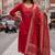 Red mul chanderi kurti pant dupatta set