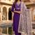 Purple roman silk blend kurti pant dupatta set