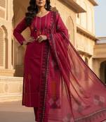 Pink cotton kurti pant dupatta set