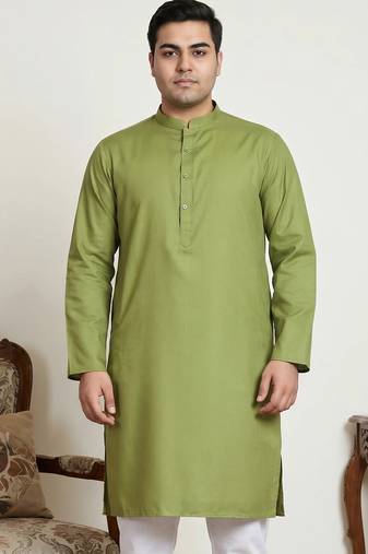 Elegant green color cotton kurta pajama set
