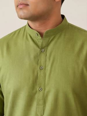 Elegant green color cotton kurta pajama set 3