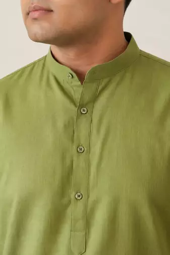 Elegant green color cotton kurta pajama set
