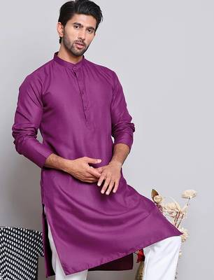 Elegant purple color cotton kurta pajama set 1