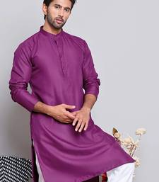 Elegant purple color cotton kurta pajama set