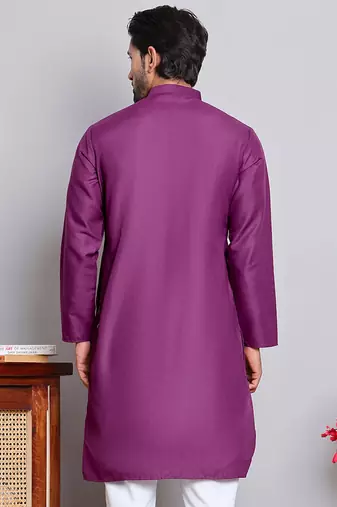 Elegant purple color cotton kurta pajama set