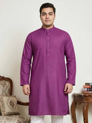 Classic purple color cotton kurta pajama set 1