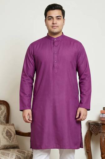 Classic purple color cotton kurta pajama set