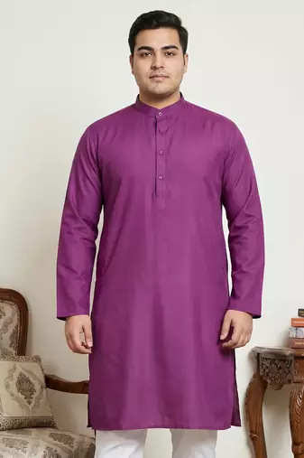 Classic purple color cotton kurta pajama set