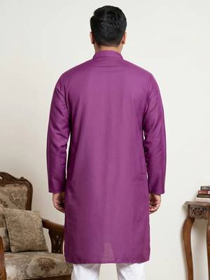 Classic purple color cotton kurta pajama set 2