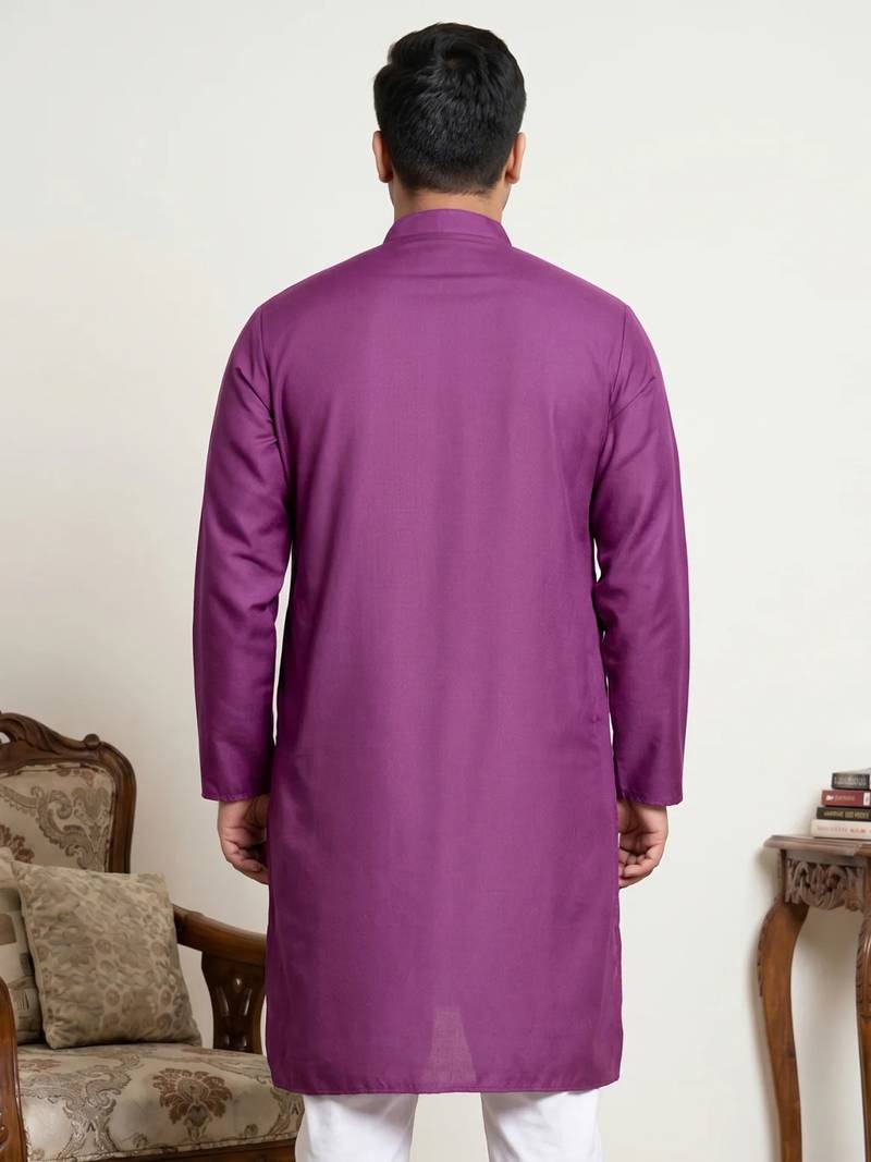 Classic purple color cotton kurta pajama set