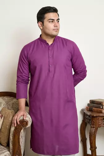 Classic purple color cotton kurta pajama set
