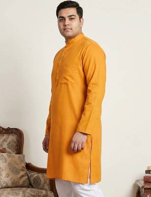 Classic orange color cotton kurta pajama set 2