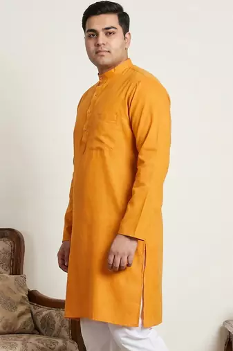 Classic orange color cotton kurta pajama set