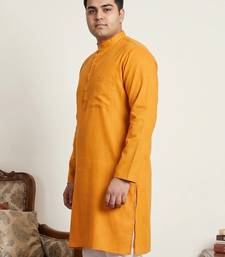 Classic orange color cotton kurta pajama set