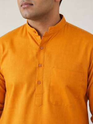Classic orange color cotton kurta pajama set 4