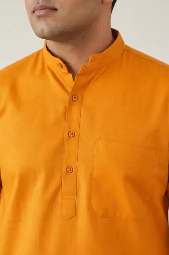 Classic orange color cotton kurta pajama set