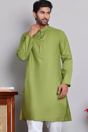 Classic green cotton kurta pajama set