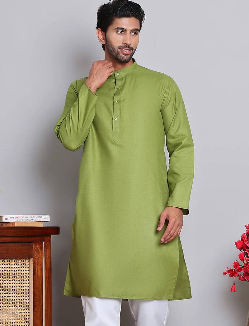 Classic green cotton kurta pajama set