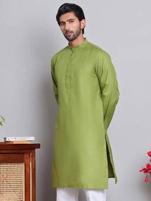Classic green cotton kurta pajama set 4