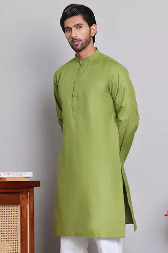 Classic green cotton kurta pajama set