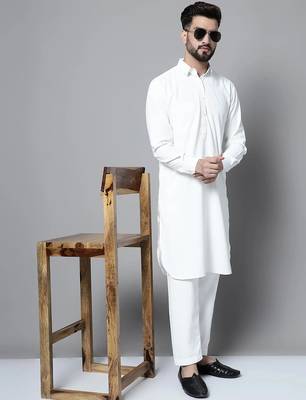 Classic white pure cotton kurta pajama set 1