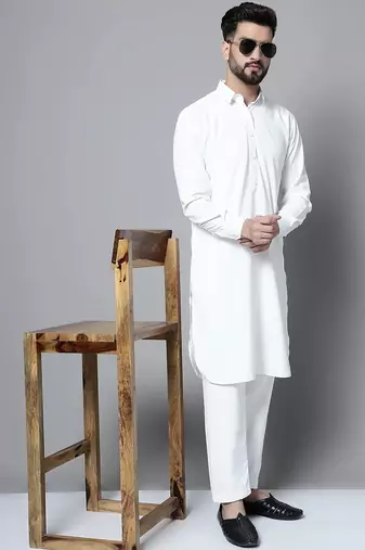 Classic white pure cotton kurta pajama set