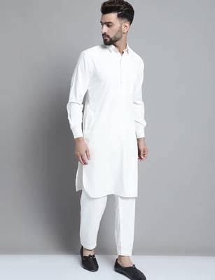 Classic white pure cotton kurta pajama set 2