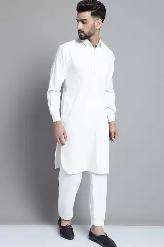 Classic white pure cotton kurta pajama set