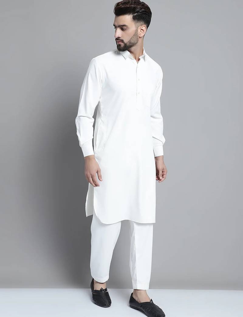 Classic white pure cotton kurta pajama set