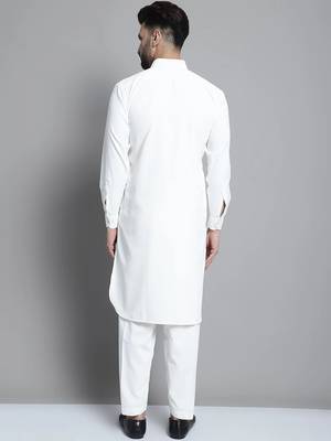 Classic white pure cotton kurta pajama set 3