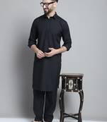 Classic black pure cotton kurta pajama set